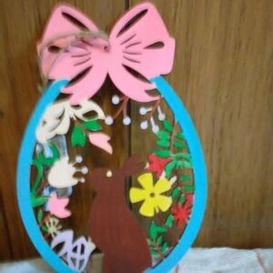 Colorful Easter Egg Ornament with Bunny